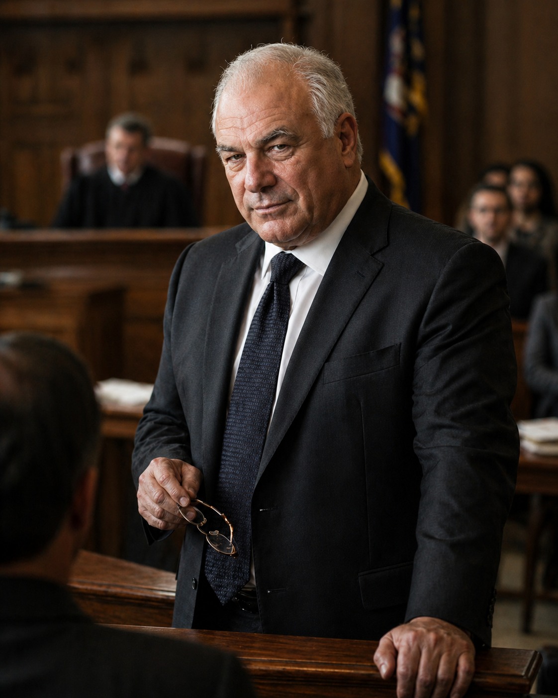 Tony Iavorone in a serious courtroom session