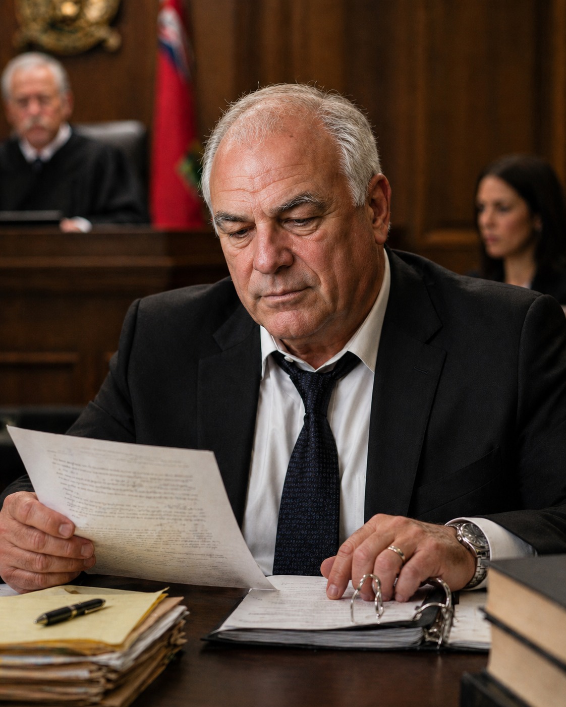 Tony Iavorone focused in court during a criminal defence case